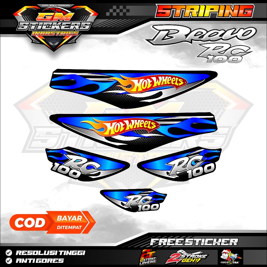 SUZUKI BRAVO RC 100 API HOTWHEELS K2 สติ๊กเกอร์หลากหลายแถบ
