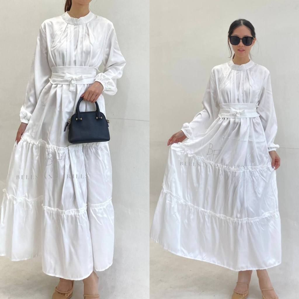 MULAN Dress / Eid Ruffle Belt Dress / Satin Ruffle Umpak Dress / Womens Wedding Dress 0427 B1135