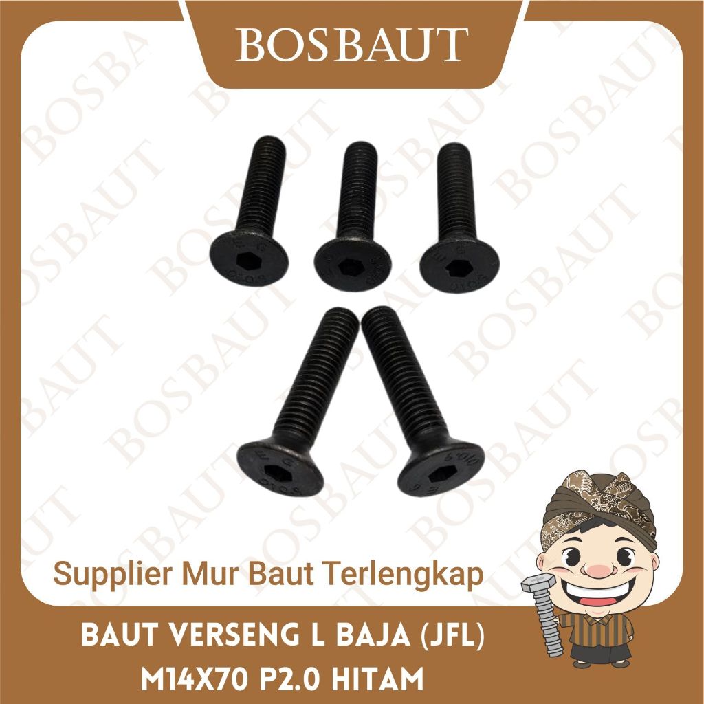 STEEL L-BOLT M14X70 - B/O JFL M14X70 P2.0 สีดํา