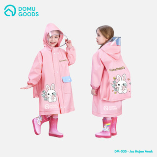 DOMU Jas Hujan Anak / Jas Hujan Anak Hoodie Laki Laki Perempuan Ponco Dengan Ruang Ransel / Raincoat Jubah Anak / Jas Hujan Terusan Anak Lucu
