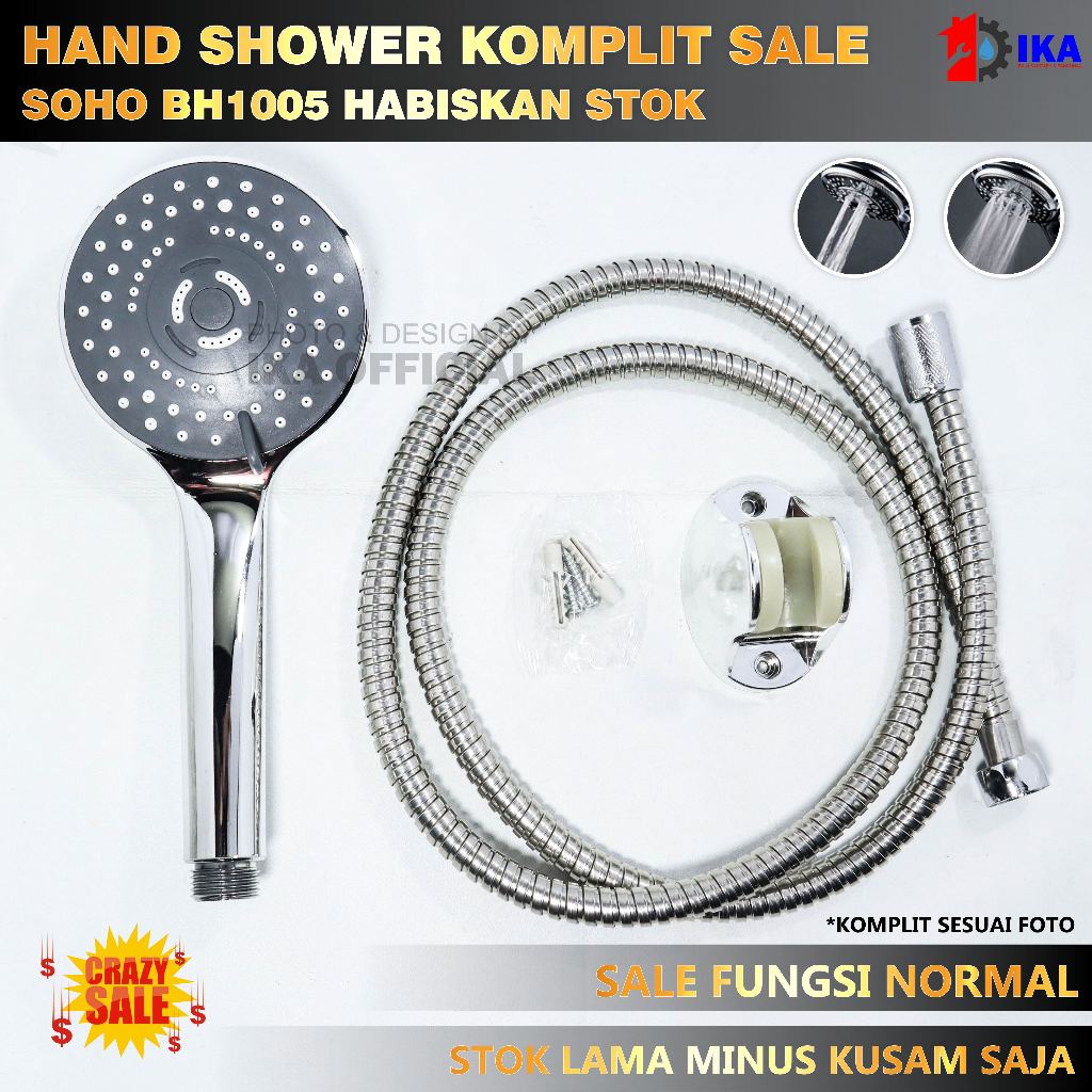 ชุดฝักบัว BANO BHS-1005/1006 ฝักบัวสายอ่อน Toto + 1.5 M ท่อ / ชุดฝักบัว Chrome Square Thread 1⁄2 นิ้