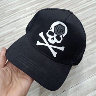 หมวกเบสบอล พิมพ์ลายโลโก้หัวกะโหลก Philipp Plein Trucker สําหรับผู้ชาย และผู้หญิง