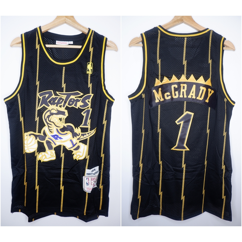 NBA CLASSIC HWC RAPTORS 1 TRACY MCGRADY BLACK BASKETBALL JERSEY MITCHELL&NESS LOGO
