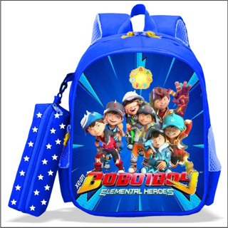 กระเป๋าเป้นักเรียน สะพายหลัง ลายตัวละคร BOBOIBOY 7 องค์ประกอบ คุณภาพพรีเมี่ยม และกล่องดินสอ BONUS สําหรับเด็กอนุบาล