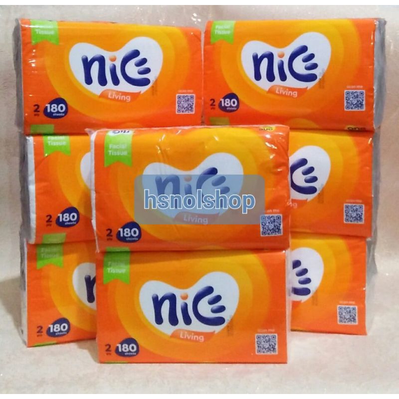 Nice Tissue 180 แผ่น บรรจุ 8 ห่อ / กระดาษเช็ดหน้า Nice 180 แผ่น 2 ชั้น