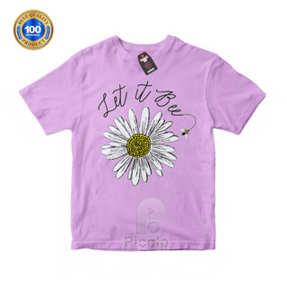 (ฟรีชื่อ) เสื้อยืดเด็ก พิมพ์ลายดอกเดซี่ LET IT BEE COTTUN วัสดุ