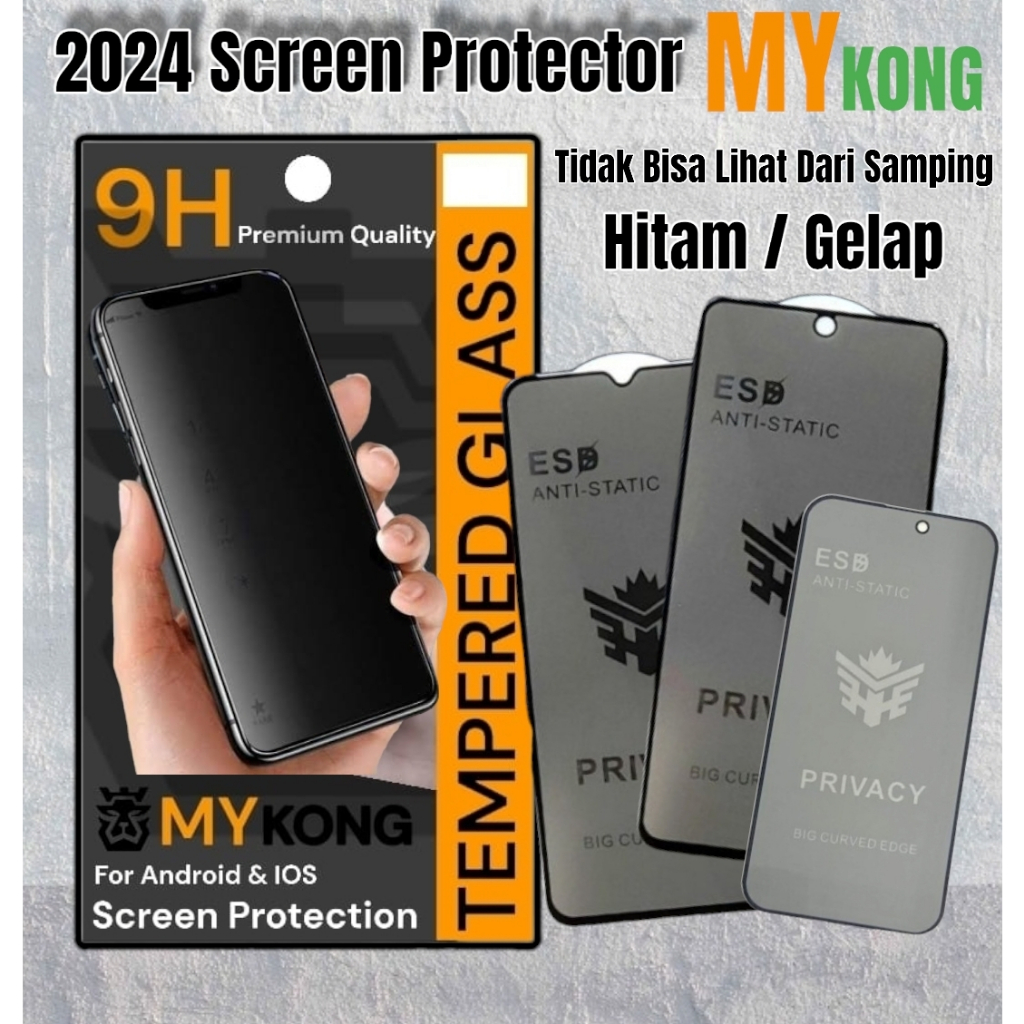 Hitam 2024 กระจกนิรภัย MY KONG Anti SPY สีดํา OPPO Reno8 4G 8 5G 8T 8Z Reno7 7 5G 7Z Reno6 4G 6 5G R