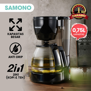 Samono 750ML Coffee Maker Mesin Kopi Multifungsi 2 in 1 Anti Bocor 600Watt Low Watt Bahan Plastik SW-CMB06B Black