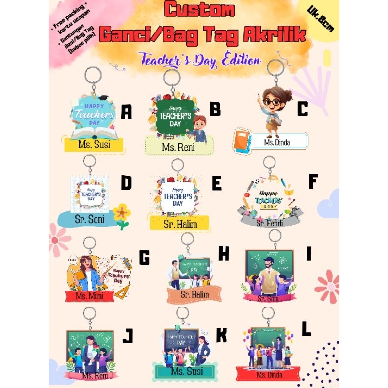 GUNDAN TEACHERS DAY GIFT, KEYCHAIN / ACRYLIC BAG TAG 6ซม.