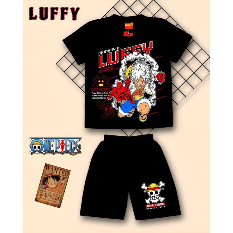 ใหม่ล่าสุด LUFFY ชุดเด็ก LUFFY ONE PIECE เสื้อผ้าเด็กผู้ชาย 1-10 ปี