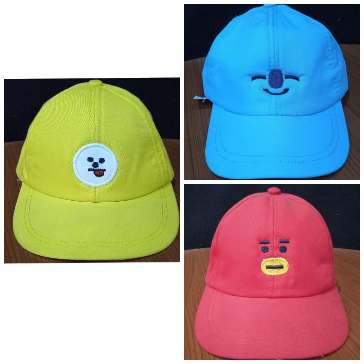 Merah Haseyo ของขวัญ SHOP | หมวก Bts รุ่น BT21- CHIMMY - KOYA - TATA |หมวกปักลาย |เหลือง - น้ําเงิน - แดง