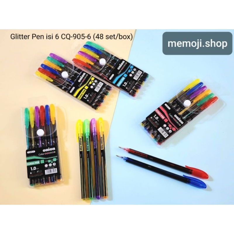 ปากกากลิตเตอร์ CQ-905-6 ชุด 6 สี ONION
