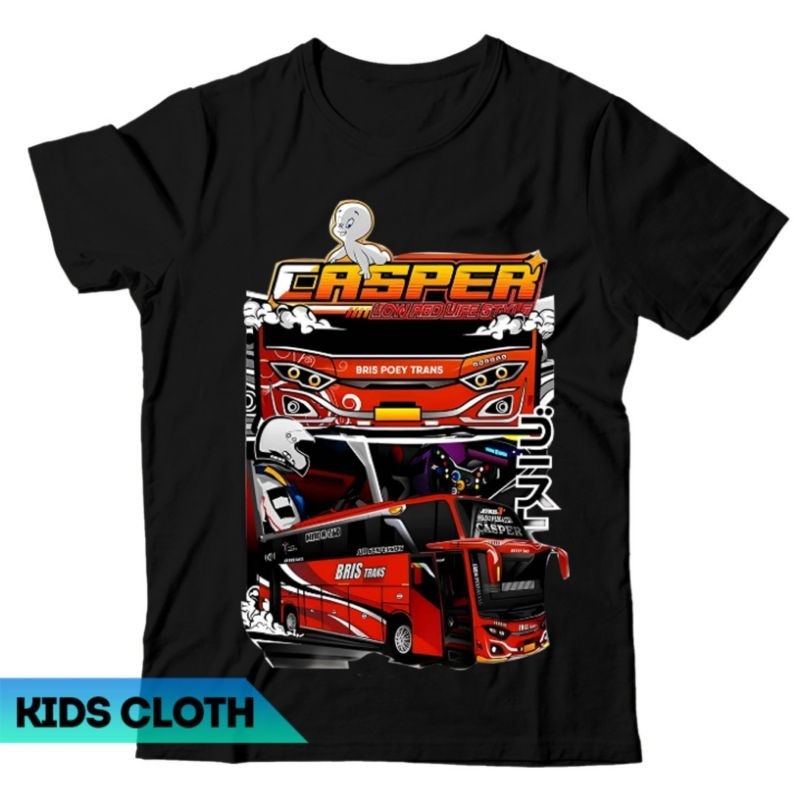 ฟรี NAME CHILDREN & 39;S BUS MANIA CASPER เสื้อยืด BOYS GIRLS BUS MANIA CASPER เสื้อยืด