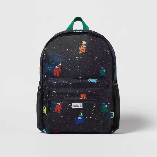 GLORYKIDDZ BA2350 กระเป๋าเด็กกระเป๋าเป้สะพายหลังเด็กกระเป๋าสีดํา Mini Black Space Among Us กระเป๋าเด