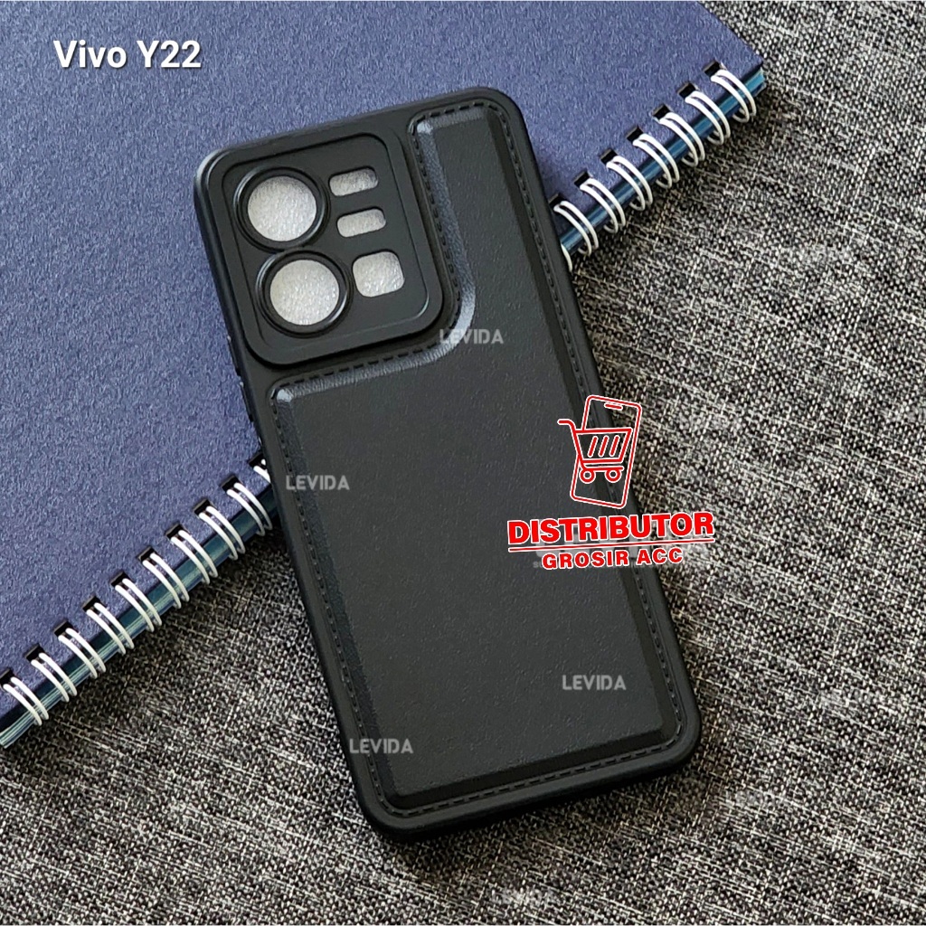 VIVO Y22 2022 VIVO Y22 CASE LEATHER PRO CASE สีดํา VIVO Y22 2022 VIVO Y22