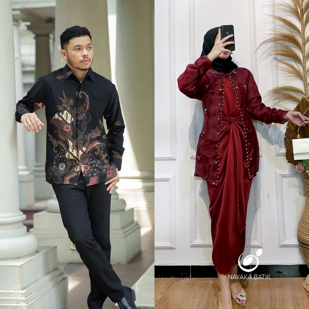 KATUN KEMEJA NAYAKA BATIK - ผ้าบาติกคู่สมัยใหม่สําหรับงานแต่งงาน Kavita Semma Oneset Organza Smooth 