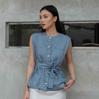 Denim top | Sleeveless top | Atasan denim | Premium Basic Top - RUBY