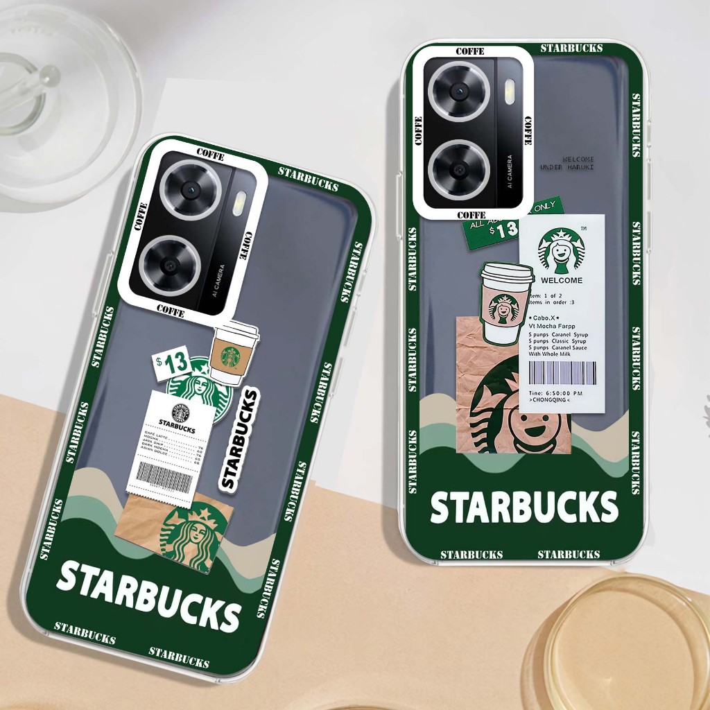 DY-298 CLEAR Case สําหรับโทรศัพท์ OPPO A77S / OPPO A57 2022 ทุกรุ่น COFFEE MOTIF