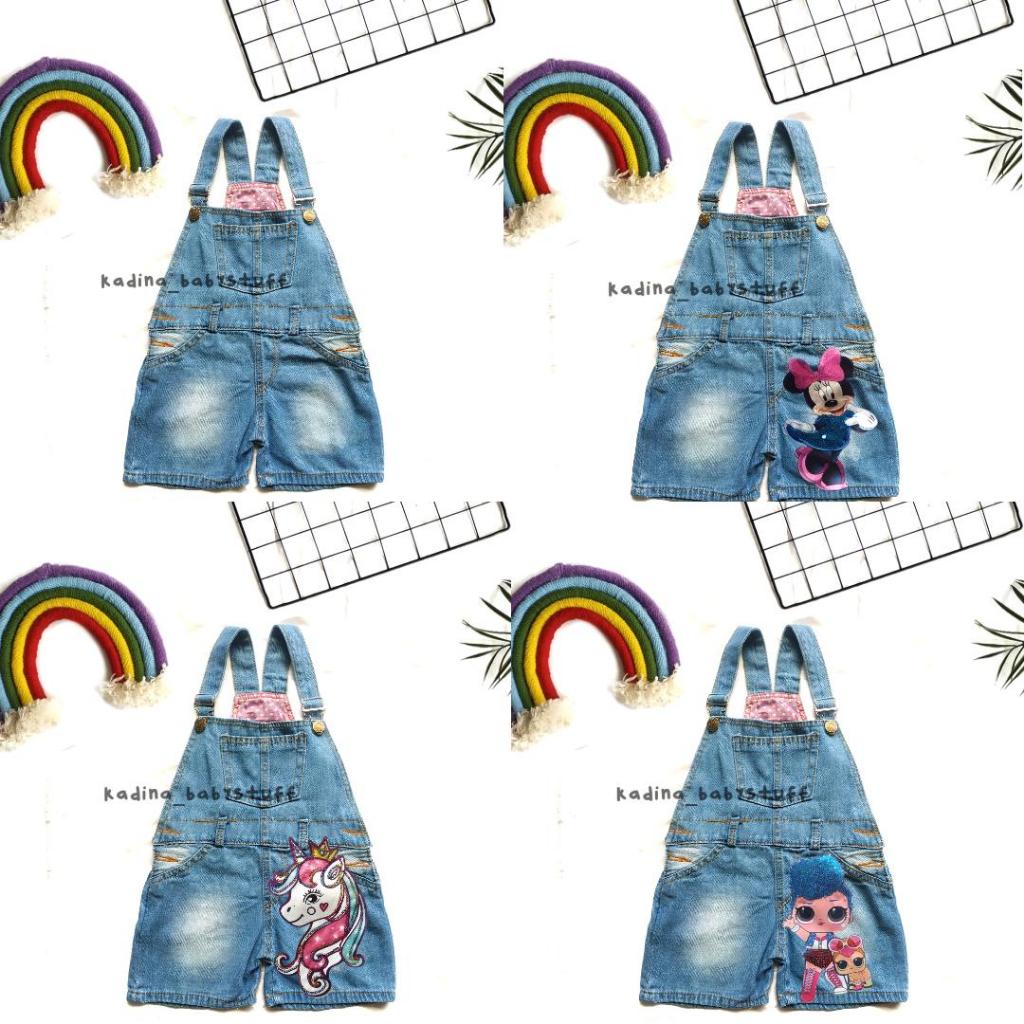 LED MINNIE BOBA ELSA JEANS JUMPSUIT/GIRLS OVERALL PANTS 1-8 ปี