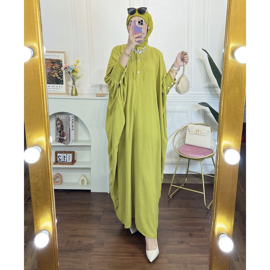 NILAM GAMIS DRESS KAFTAN WOMENS TOP ABAYA CRINKLE AIRFLOW PREMIUM (KJI) Grossirahijabsolo