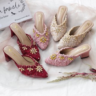 LEE_YUJIN  I heels Sepatu payet  pengantin wanita wedding shoes sepatu kondangan acara formal sepatu wisuda lamaran