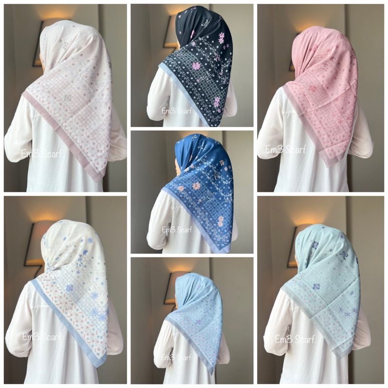 Em3 ผ้าพันคอ, Am Yunara series WHOLESALE SQUARE HIJAB VOAL MOTIF MYLADY ARRIVAL LASERCUT