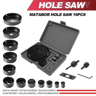 BISON Holesaw Kit Hole Saw Kit Mata Bor Kayu Set Isi 16 Pcs / 127MM