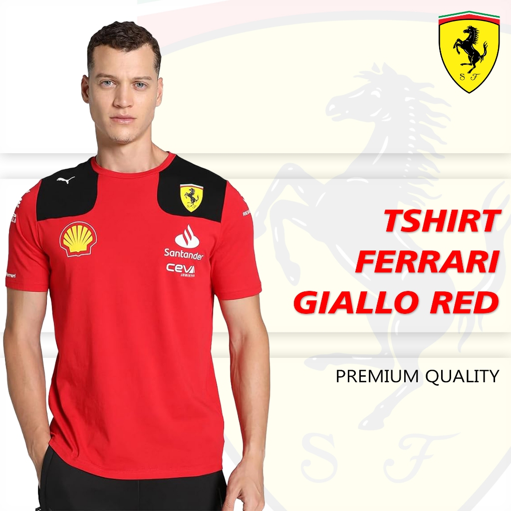 เสื้อยืดพรีเมี่ยมสีแดงเฟอร์รารี