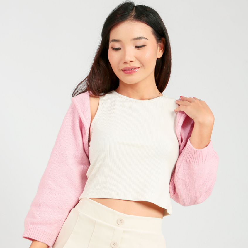 MKY CLOTHING KNITTED CROP CARDIGAN LONG-SLEEVED KNITTED CARDIGAN