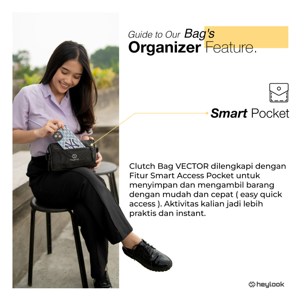 Heylook Official - กระเป๋าสะพายข้างผู้ชาย VECTOR กระเป๋าสะพาย Multi-Function 4 in 1 HP Sling Phone Clutch Bag Mens Waterproof Hand Bag Waterproof Sling Bag Leather Waistbag Distro