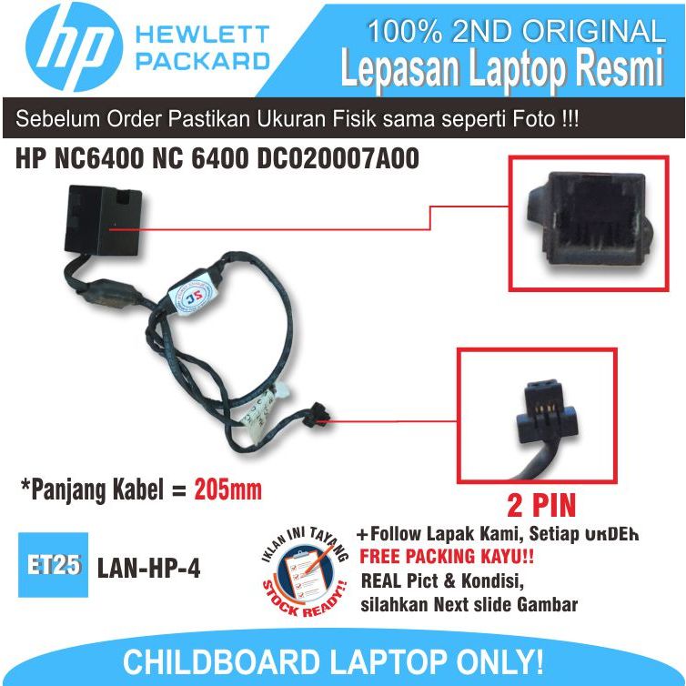 ET78 LAN-HP-4 LAN PORT RJ11 INTERNET HP NC6400 NC 6400 DC020007A00