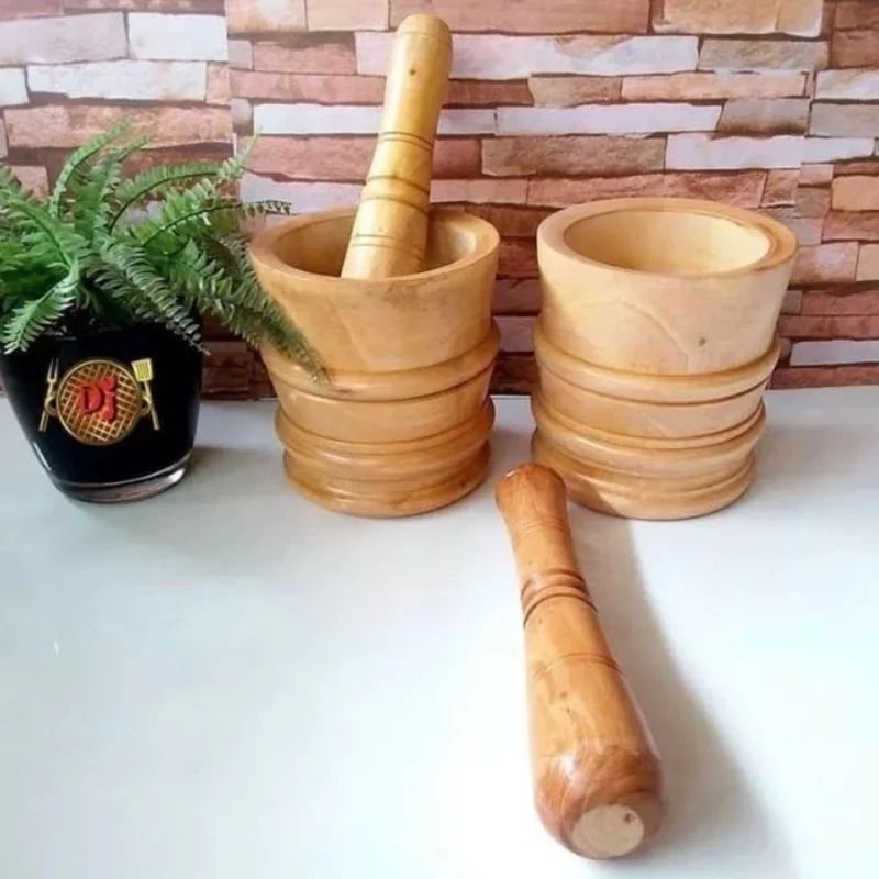 SET OF WOODEN MORTAR / HALU SPICE SMOOTHING / MORTAR PESTLE