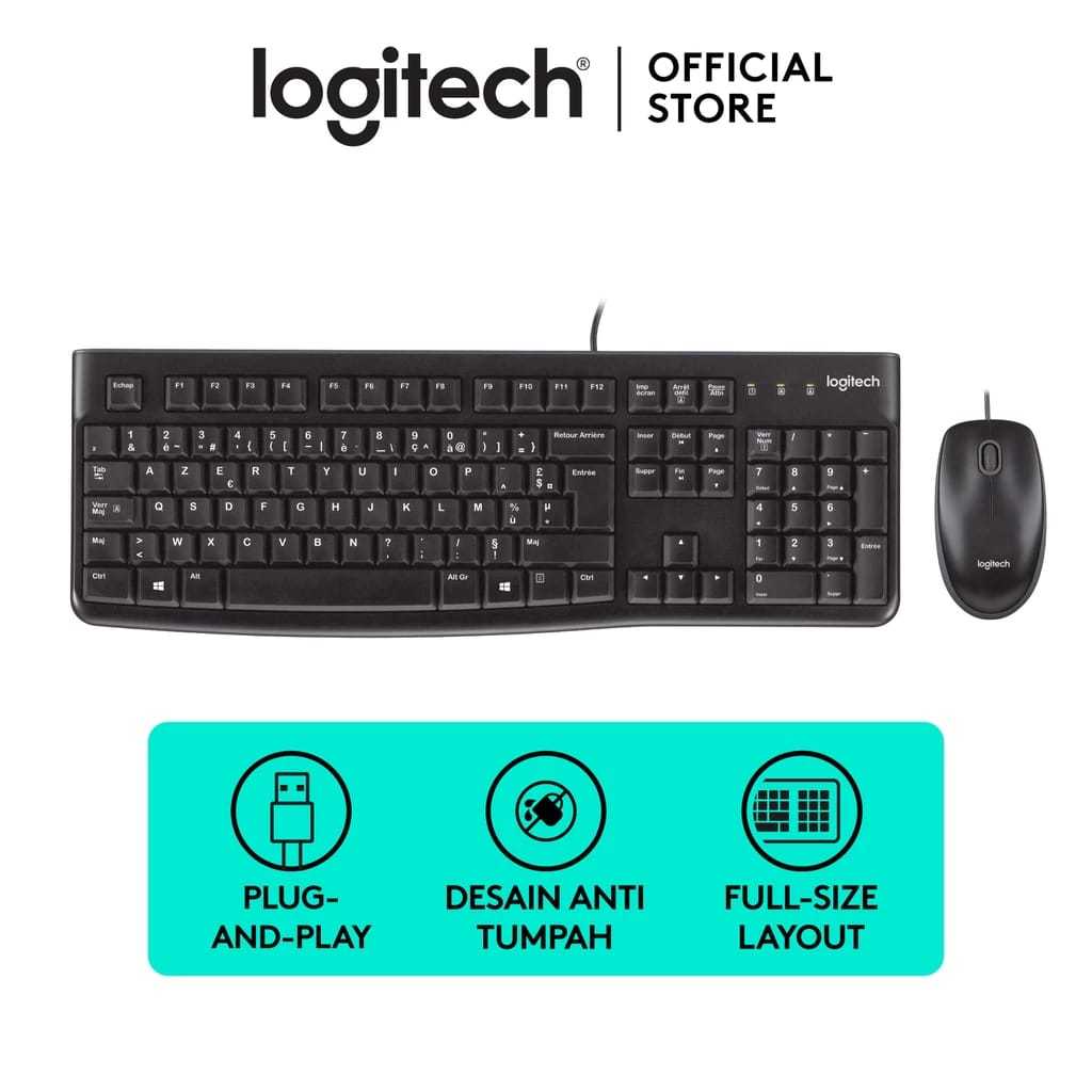 EL* คีย์บอร์ดและเมาส์ LOGITECH MK120 / MK 120 ดั้งเดิม