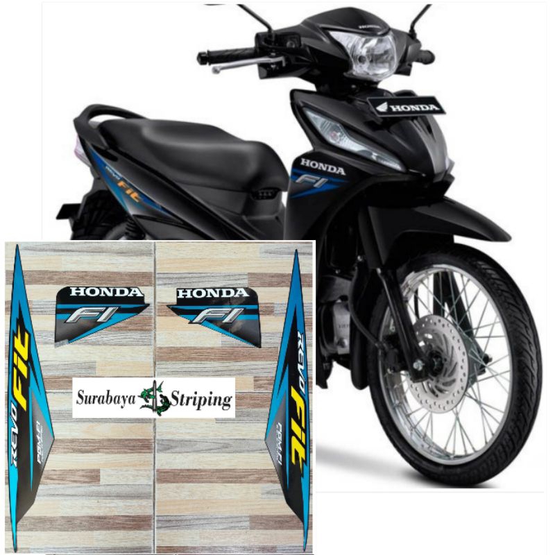 สติ๊กเกอร์ Honda Revo STD สีดํา Striping ขลิบสีน้ําเงิน 2017 2018