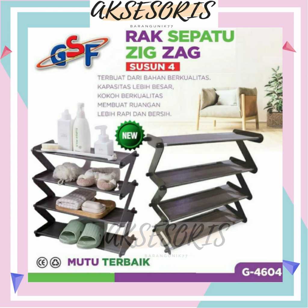 GSF G-4604 SHOE RACK / 4-TIER ZIG ZAG SHOE RACK GSF 4604 / 4-TIER SHOE, รองเท้าแตะ, รองเท้าแตะ, และร