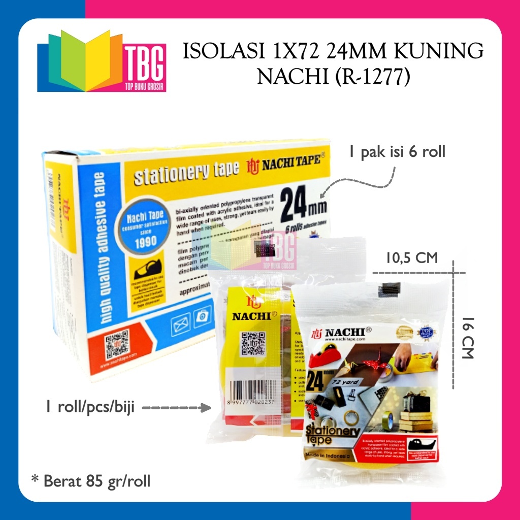 1 ม้วนของ INSULATION 1X72 24MM YELLOW NACHI CLEAR INSULATION (R-1277)
