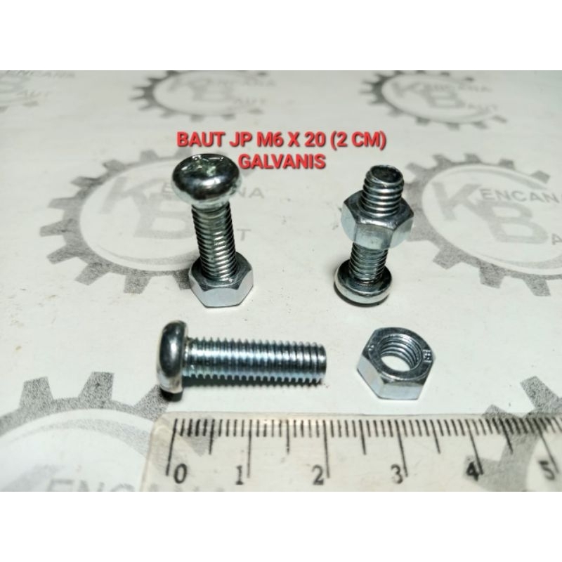 10 ชิ้น JP M6 X 20 GALVANIZED BOLT NUT PLUS SCREWDRIVER WRENCH 2 ซม.