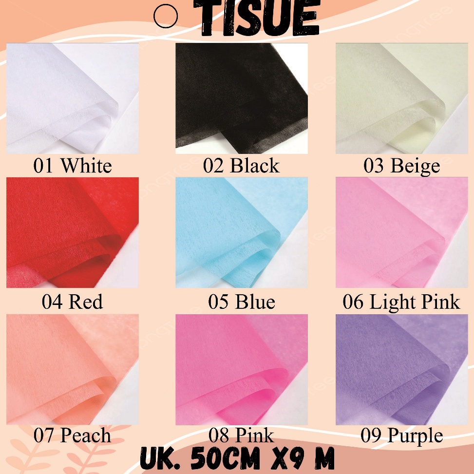 LIMITED STOCK (บรรจุ 38 แผ่น) COTTON PAPER TISSUE FLOWER PAPER / FLOWER BOUQUET TISSUE PAPER FLOWER 