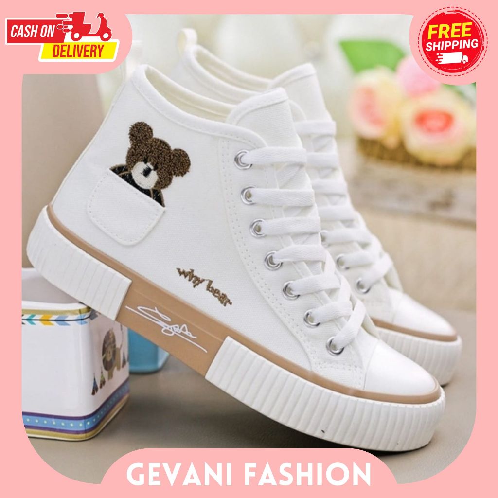 Gvn รองเท้า - ผู้หญิง& 39;S SCHOOL CASUAL SHOES BEAR HIGH TOP MOTIF AS 168