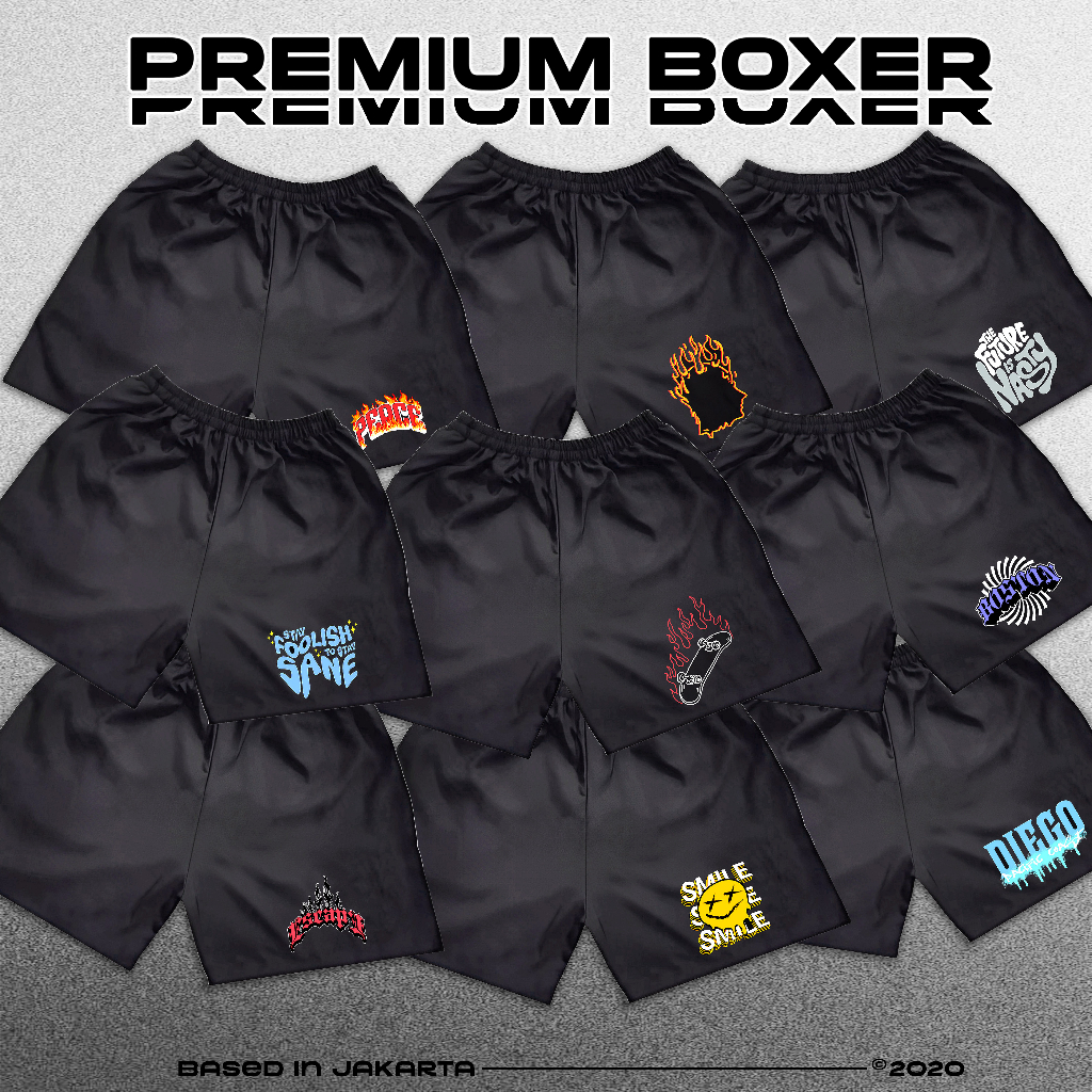 Hitam Booxer ชุดสีดําหลาย Motivs UNISEX BOXER กางเกงขาสั้น/BOXER กางเกงผู้ชายผู้หญิงสีดํา BOXER สีดํ