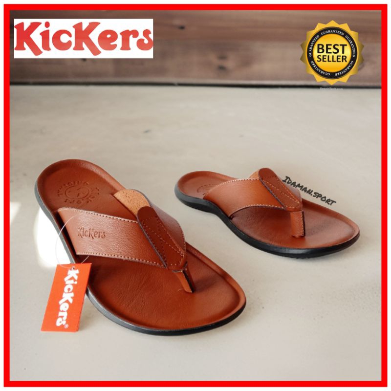 รองเท้าแตะผู้ชายอย่างเป็นทางการ Kickers Capit Leather Flip-flops / Mens Leather Casual Kickers Sandals สําหรับผู้ใหญ่