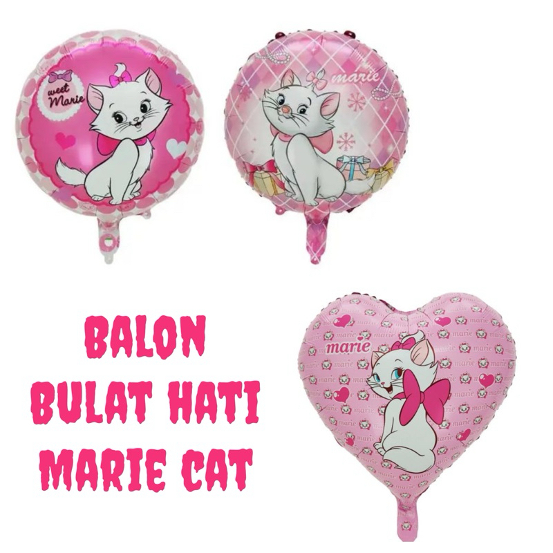 MARIE CAT HEART ROUND BALLOON