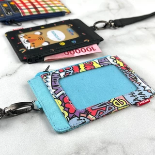 ที่ใส่บัตรประชาชน กระเป๋าสตางค์แบบแขวน ป้ายชื่อ เชือกคล้องบัตร ซิป motif