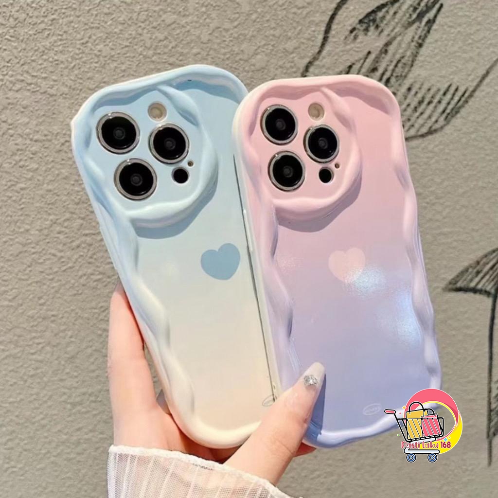 SS877 SOFTCASE SILICON GRADIENT LOVE HEART 3D CURVED WAVY EDGE SOFT TPU COVER สําหรับ VIVO Y19S GT Y