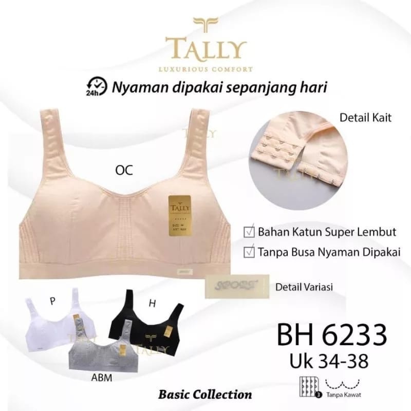 YISTORE98 - BH TALLY 6326 - BRA TALLY / BH SPORT 6233 - ไม่มีลวด - ไม่มีโฟม TAMILY BRA BH DAILY / SP