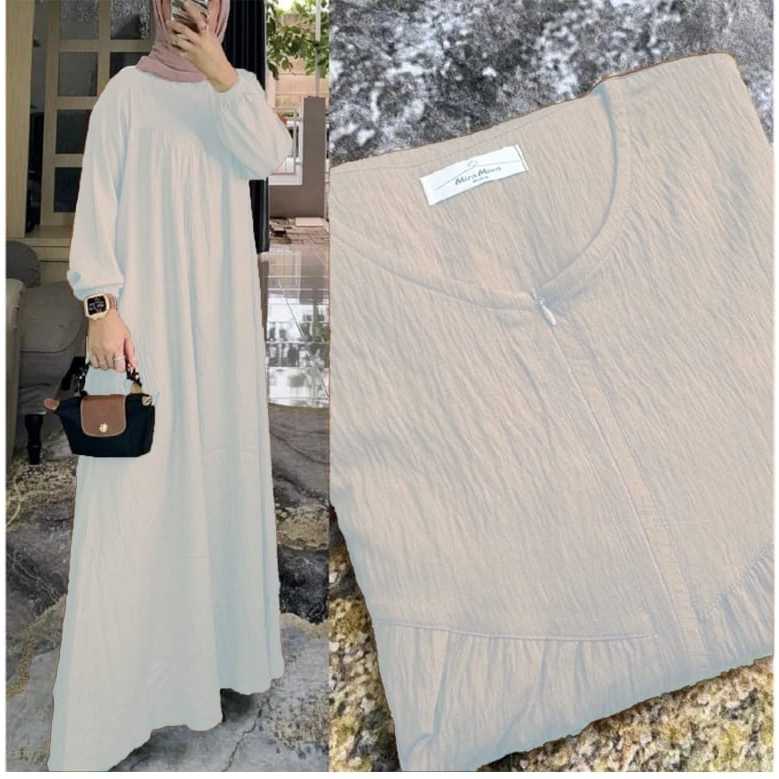 Putih Daily ชุดเดรสยาวสีขาว Gamis มุสลิม Simple Abaya Crinkled Premium