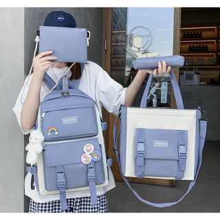 TFT AX989 Tas Punggung Sekolah Cewek 4 in 1 Ransel Wanita Import Backpack Cewe Import