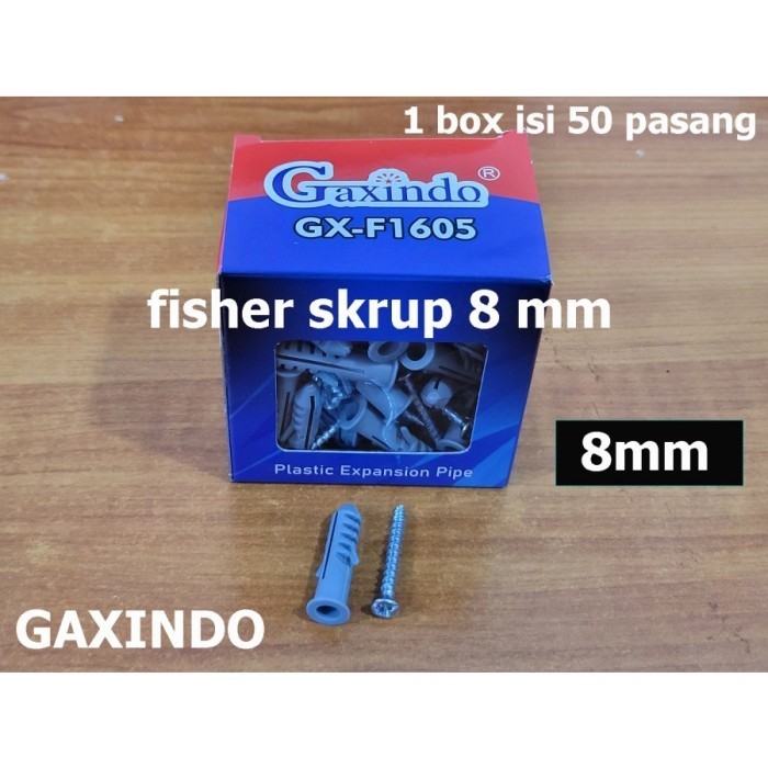 สลักเกลียว 8 มม. + Fisher S8 ชุด Gaxindo GX-F1605 สกรูท่อขยายพลาสติก