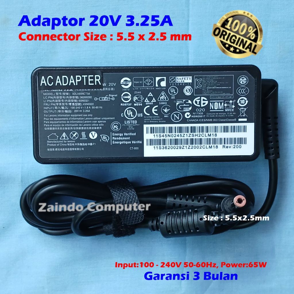 ADAPTER LENOVOO B460 B470 B570 B570E G470 G570 G575 G480 G770 V570 Z400 Z500 P500 U300 U300 U300E U3