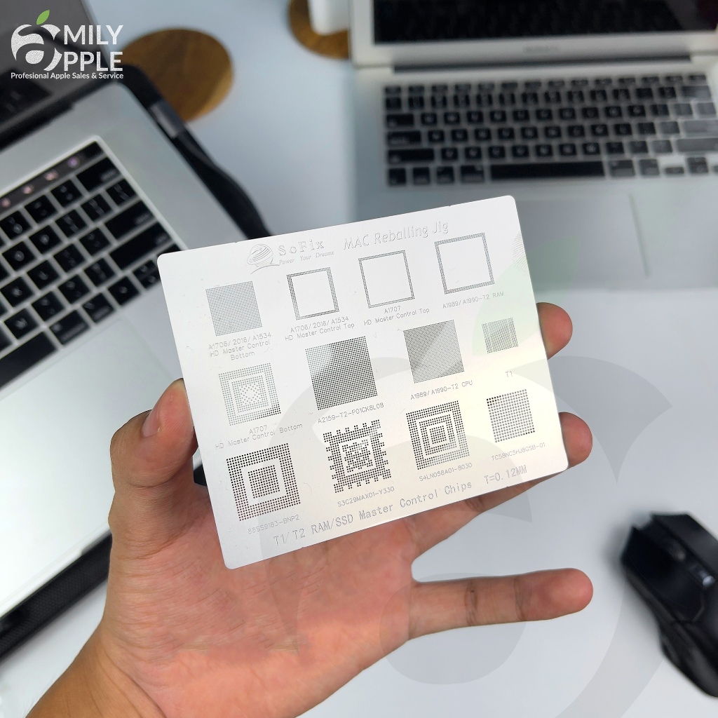 Sofix BGA แผ่นลายฉลุแม่พิมพ์ IC Macbook T1 T2 Ram SSD Master Chips
